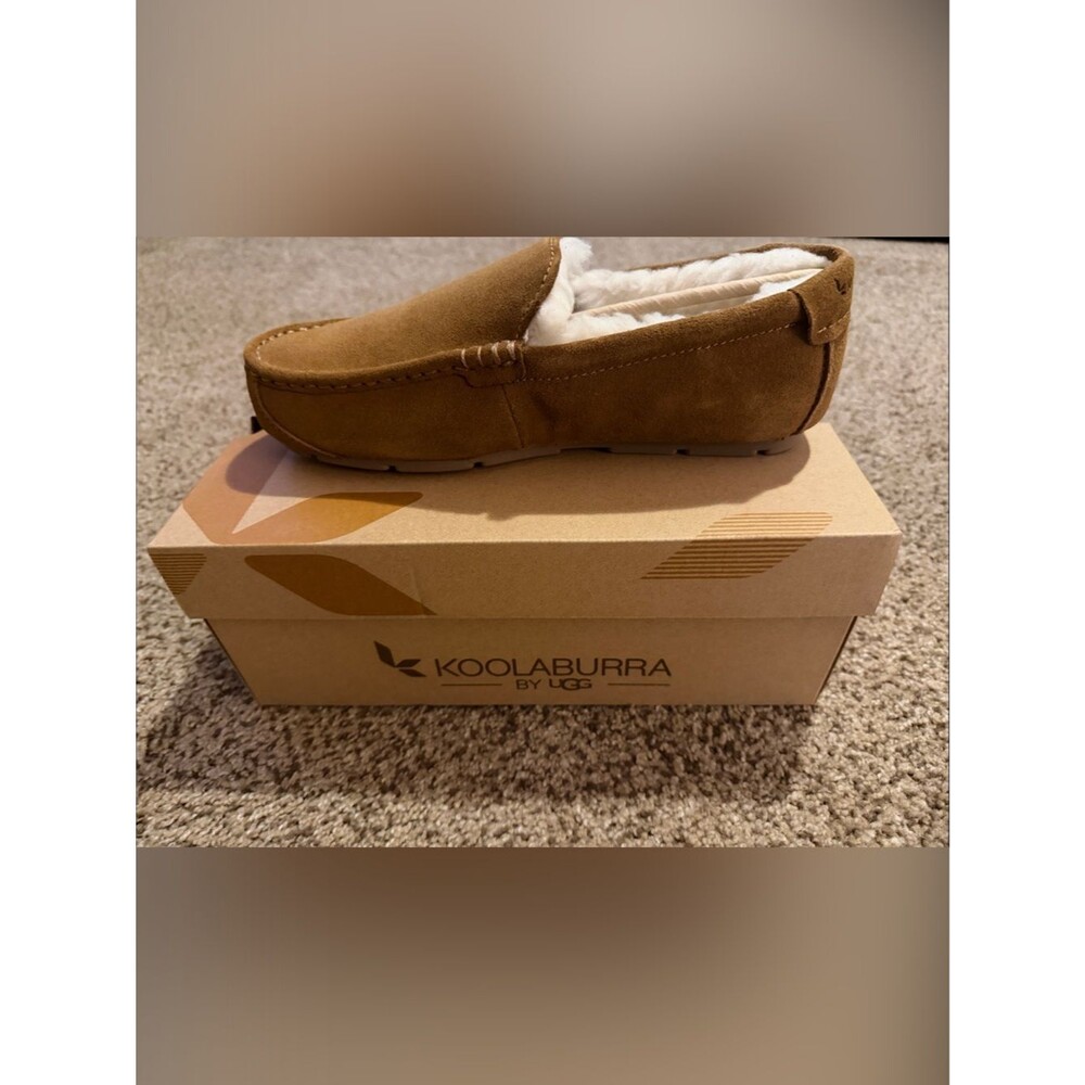 UGG Koolabura Men Tipton Chestnut Suede Loafers Shearling Sz 9 Slippers